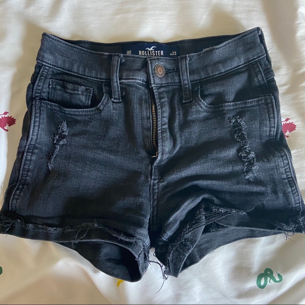 Black High Rise Denim Shorts